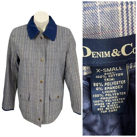Denim & Co. Jackets & Blazers - Denim & Co Blazer Womens XS Blue Jacket US Medium Career Work Office Chore Coat